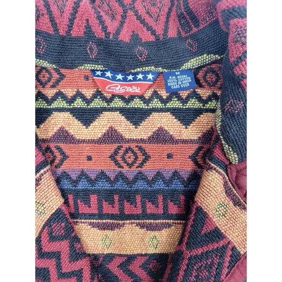 Vintage Asazu Tapestry Aztec Western Boho Tribal Button Up Womens Medium Jacket - Picture 3 of 7